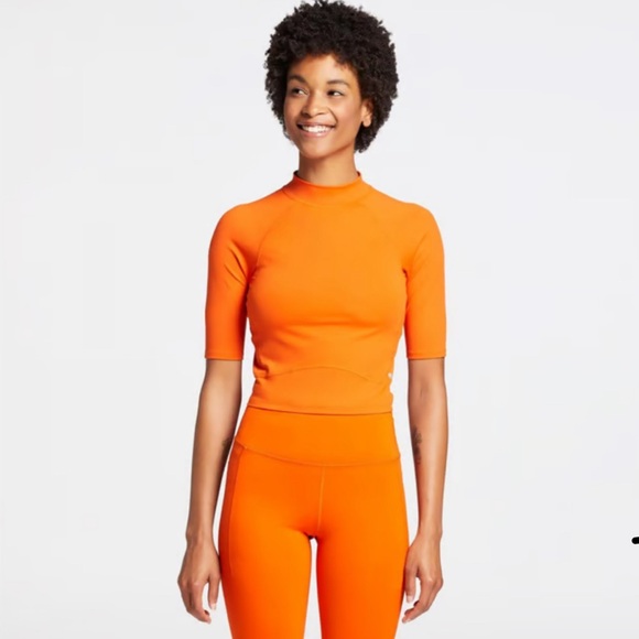 CALIA by Carrie Underwood Tops - CALIA Women's Mock Neck Cropped Tee Extra Small Orange